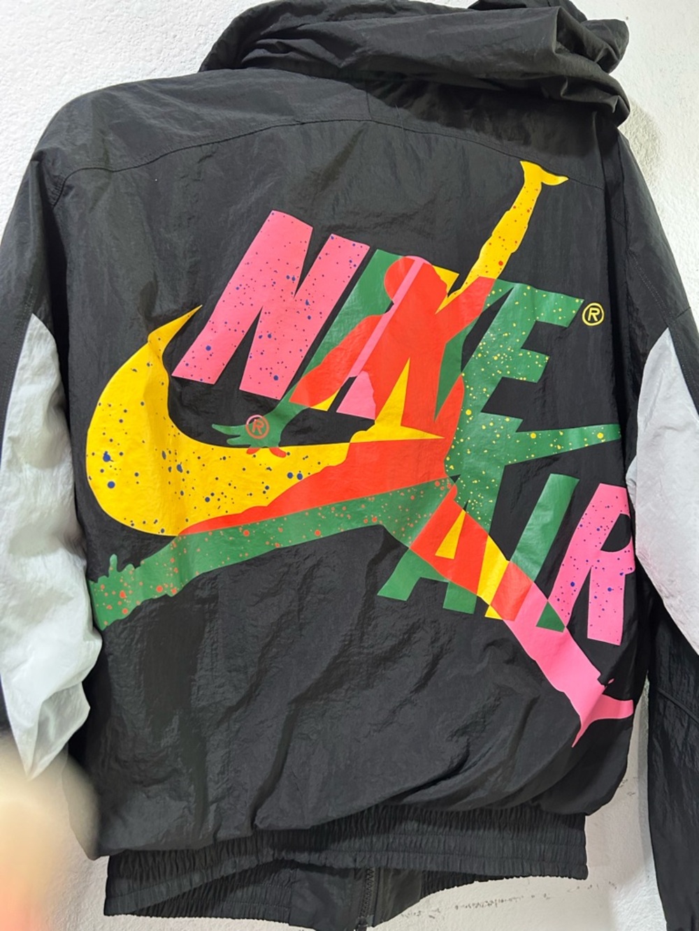 Nike Black Windbreaker Jacket with Neon Yellow, Green & Pink Graphic - Picture 4 of 16